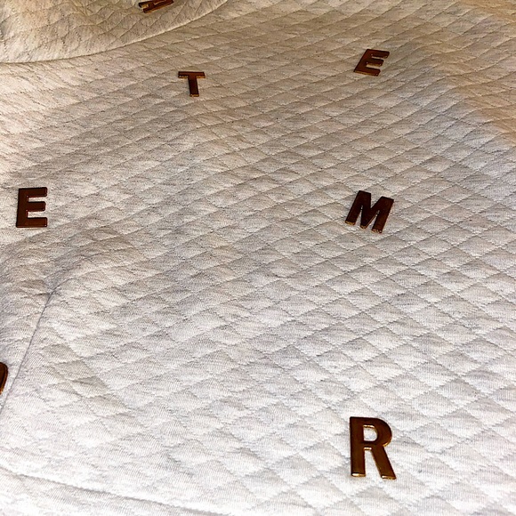 Nasty Gal Quilted Gray Gold Letter Sweater Medium - Picture 7 of 7